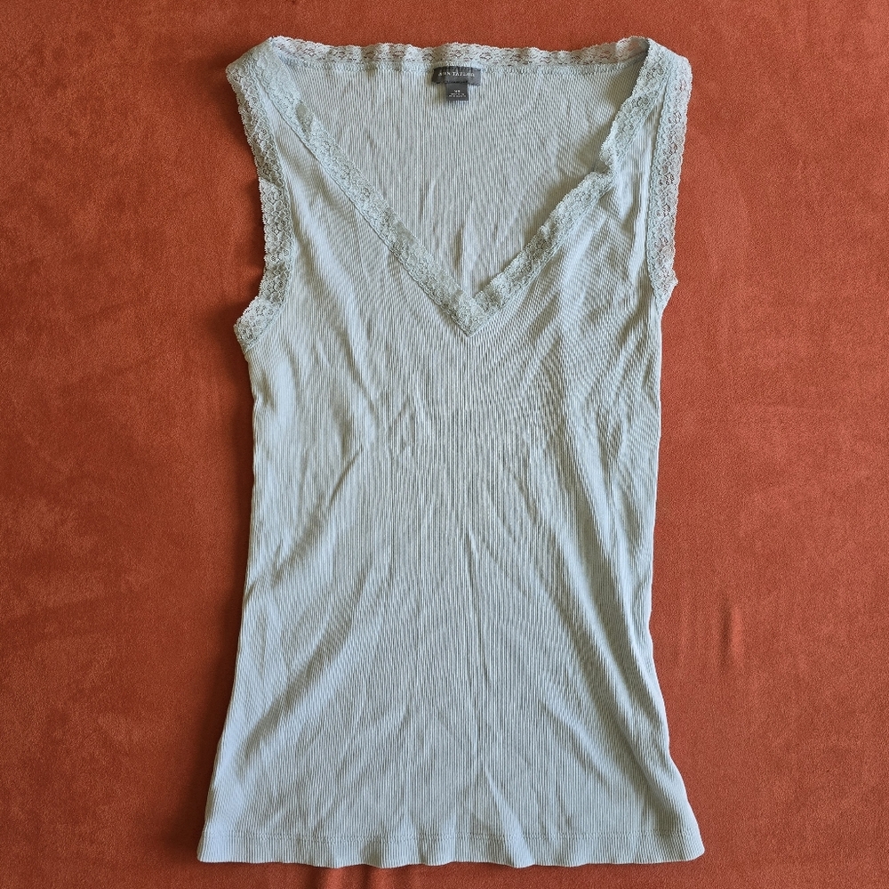 Ann Taylor Lace Trim V-neck Tank